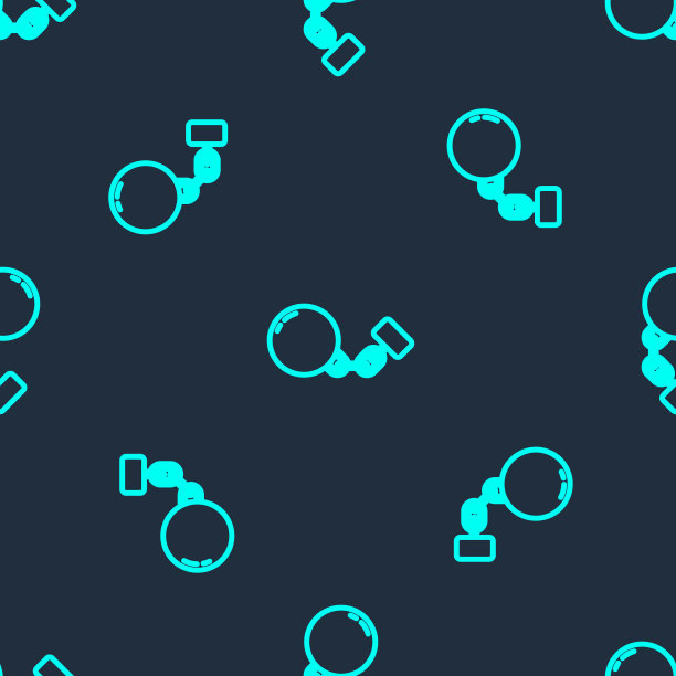 绿线球在链图标孤立无缝模式在蓝色背景。向量图片下载