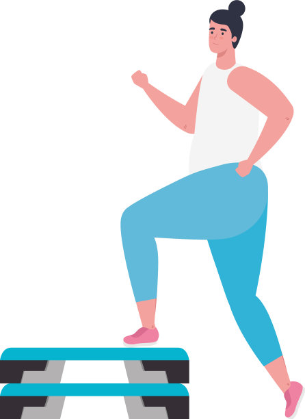 穿着运动服的年轻女子在踏步上进行运动训练图片下载