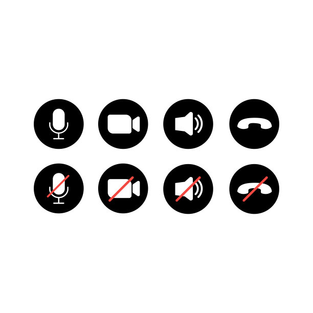 一组视频会议和呼叫图标。矢量图图片下载