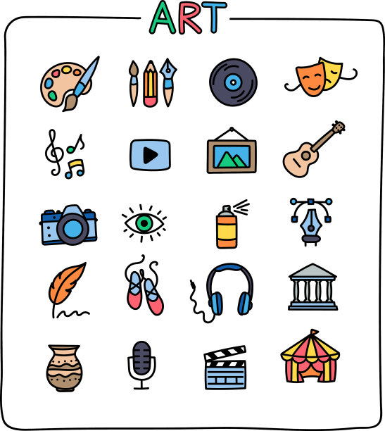 收藏彩色艺术图标涂鸦风格图片下载