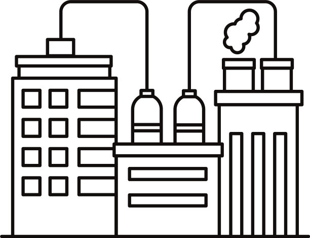 工厂建筑物和烟囱线条风格图片下载