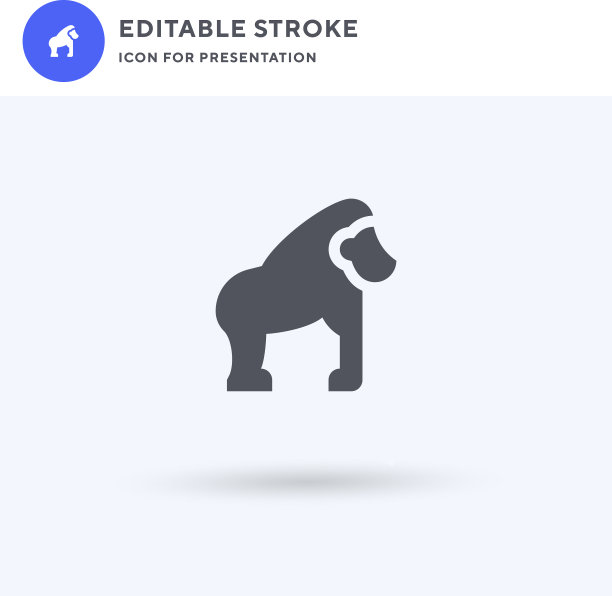 大猩猩图标填充平面标志实心图片下载