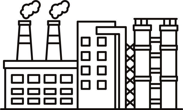 工厂建筑物和烟囱线条风格图片下载