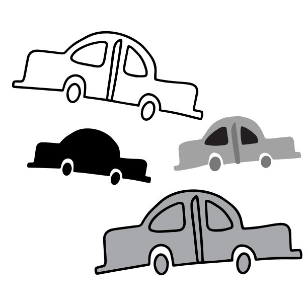 孤立的设置一辆车的轮廓线图片下载