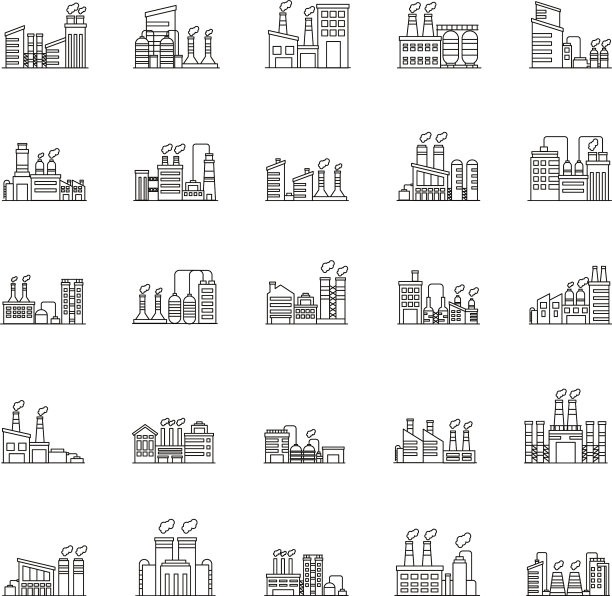 捆绑工业工厂设置图标图片下载