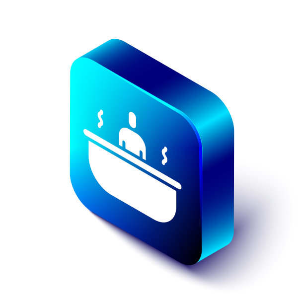 等距浴缸图标孤立在白色图片下载