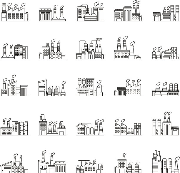 捆绑工业工厂设置图标图片下载