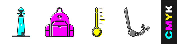 气象学设灯塔徒步背包图片下载