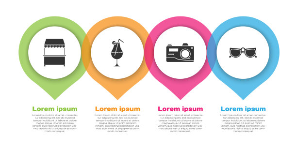 设置有遮阳鸡尾酒和酒精的街边摊位图片下载