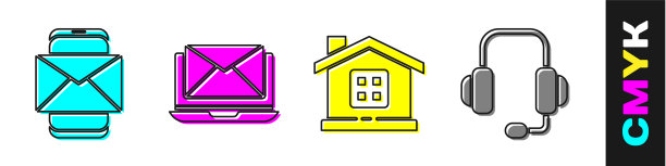 将手提电脑和信封装上信封图片下载