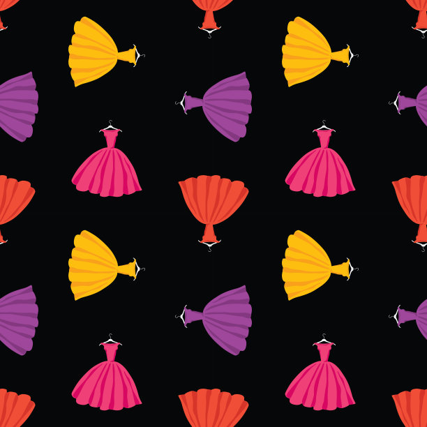 无缝背景的轮廓多彩的女性服装图片下载