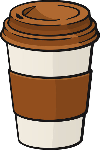 卡通纸杯配咖啡或茶图片下载