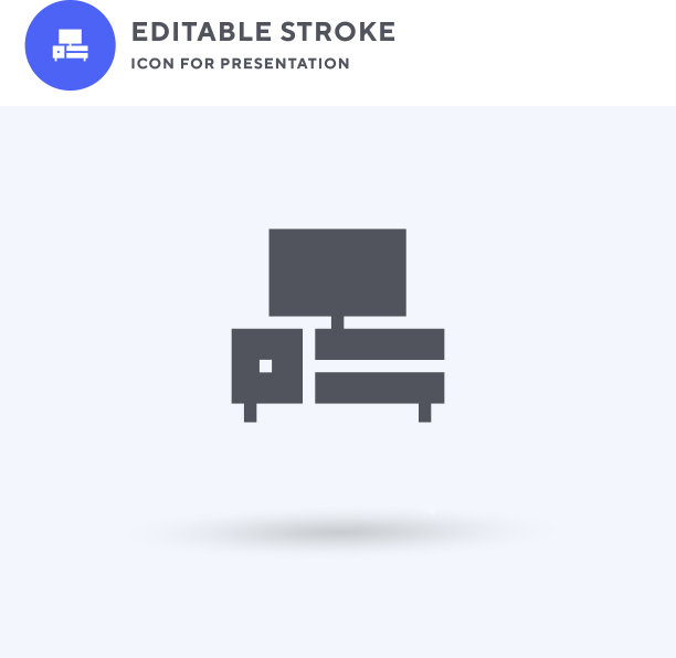 电视表图标填充平面标志固体图片下载