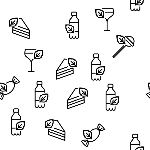 薄荷清爽叶无缝图案图片下载