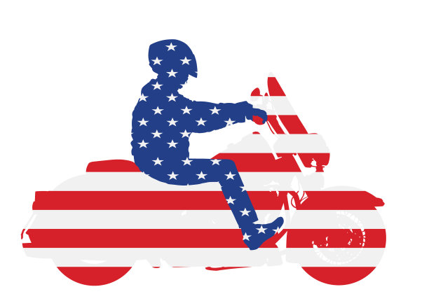 美国国旗越过摩托车图片下载