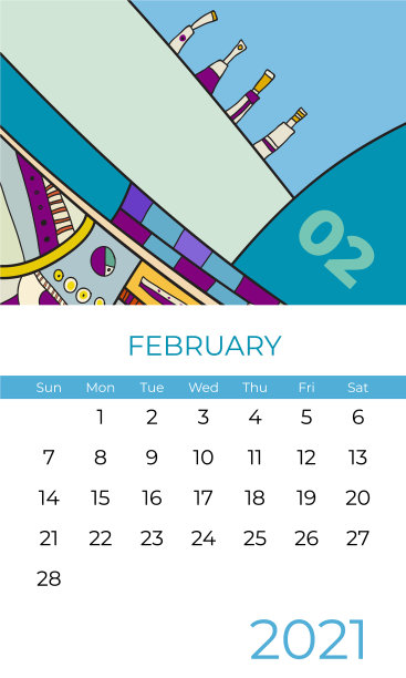 2021年2月日历抽象当代艺术图片下载