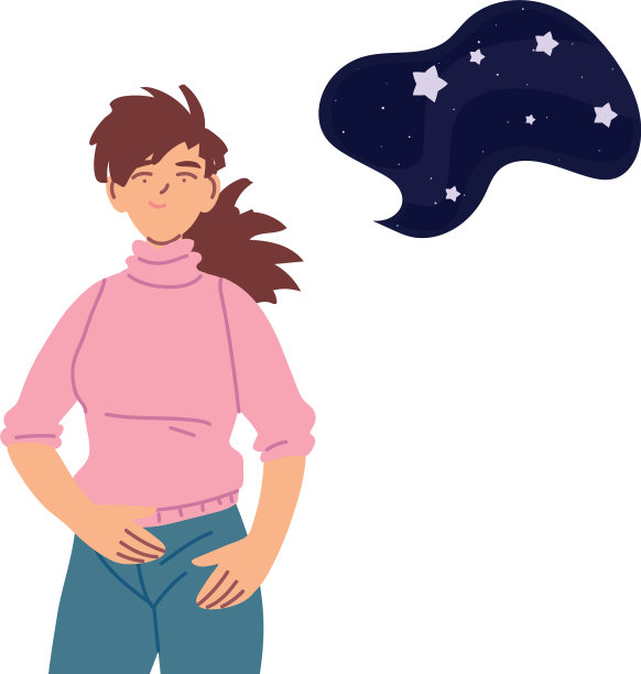 棕色头发的女人与夜泡卡通图片下载