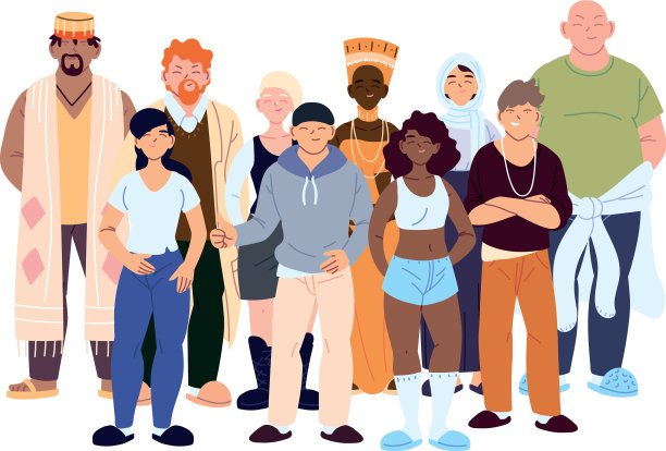 女性和男性卡通文化的多样性图片下载