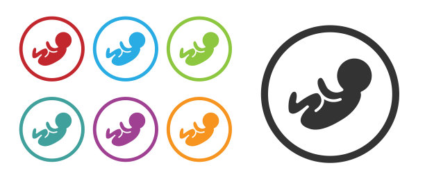 黑宝宝图标孤立的白色背景。设置图标丰富多彩。向量图片下载