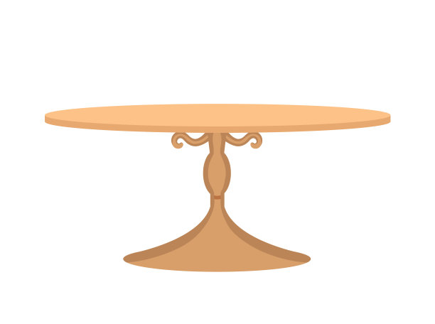 复古风格的咖啡桌。桌子孤立在一个白色的背景。股票矢量插图。图片下载