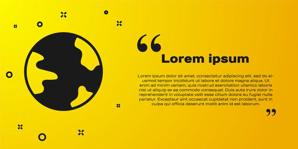 黑色全球图标孤立在黄色背景。在全球销。向量图片下载