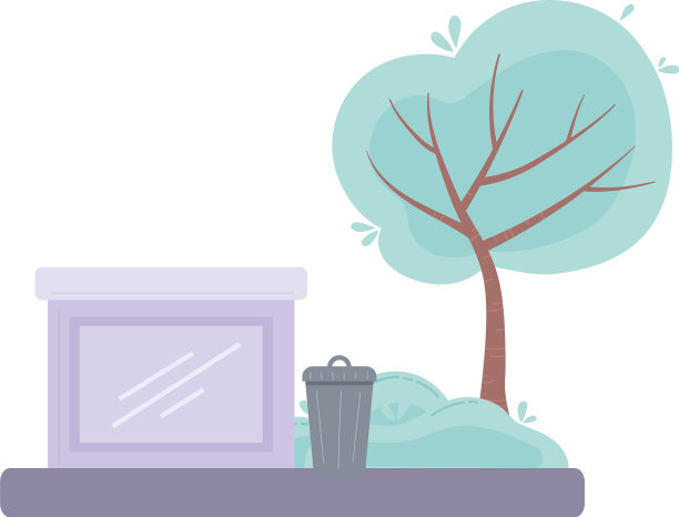 城市城市建筑街道树木景象孤立图片下载