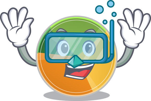 卡通人物穿饼图潜水图片下载