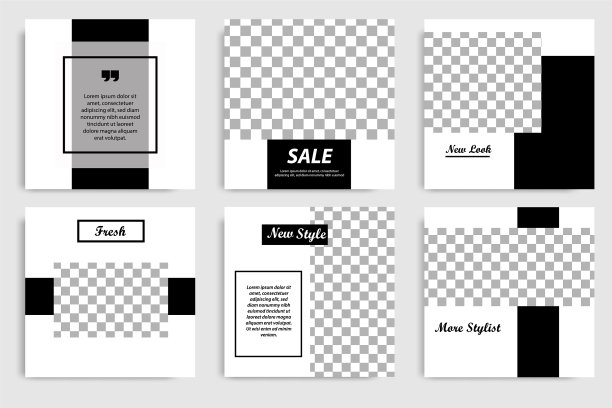 最小的黑白社交媒体布局模板图片下载