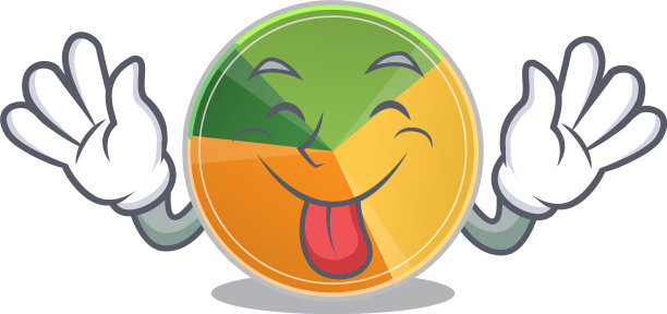 可爱的饼图卡通吉祥物风格与舌头图片下载