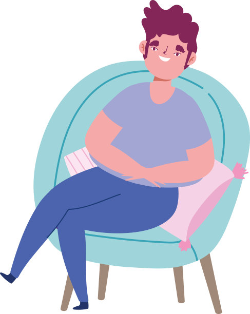 青年人物坐在椅子上孤立图标图片下载