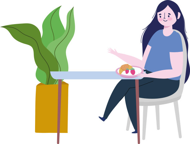 餐厅社交距离女人吃水果图片下载