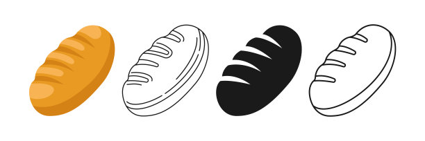 面包条线字形图标设置面包向量图片下载