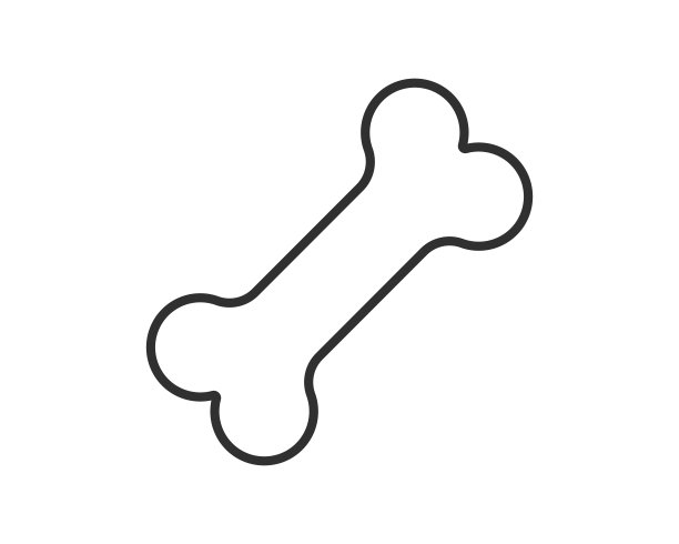 狗骨图标形状符号。宠物店，兽医标志标志。矢量插图形象。孤立在白色背景上。图片下载