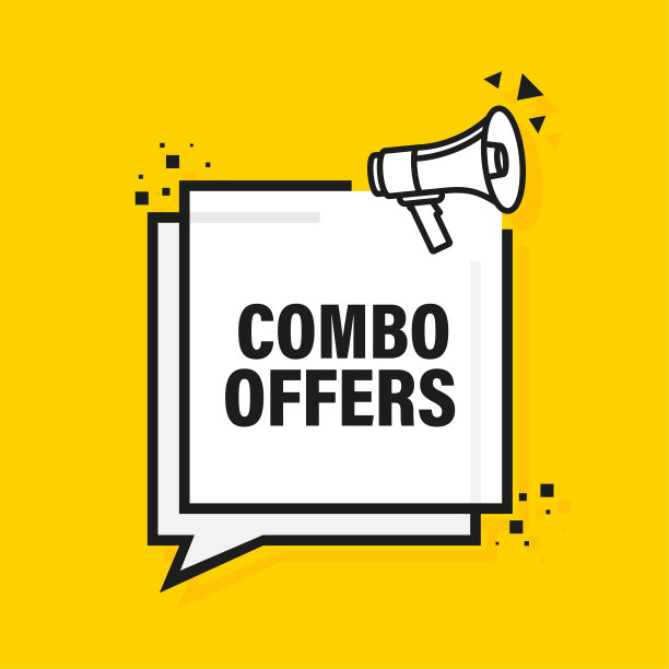 Combo提供3D风格的扩音器黄色横幅。矢量插图。图片下载