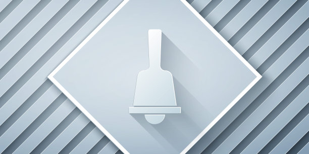 灰色背景上的剪纸圣诞铃铛图标：报警服务通知矢量素材图片下载