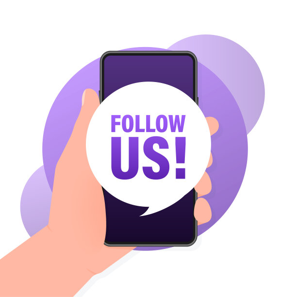 在白色背景上跟随我们的3D风格的智能手机横幅。矢量插图。图片下载