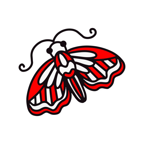 蛾在旧式纹身的风格。手绘矢量插图在涂鸦风格图片下载