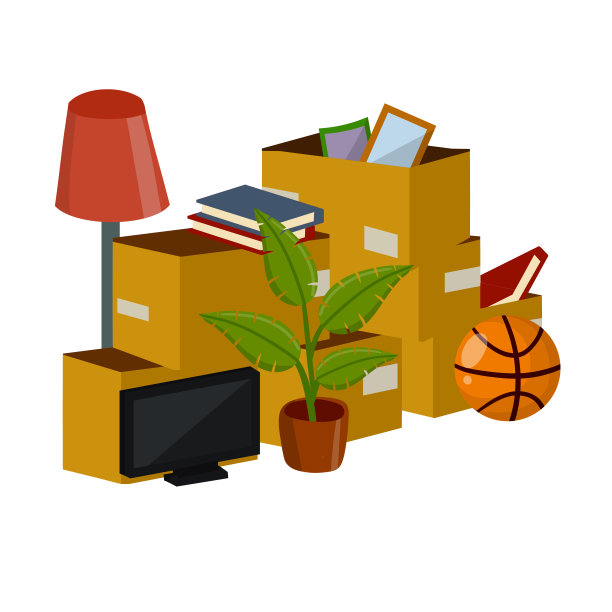 搬新家。装家居用品的纸板箱图片下载