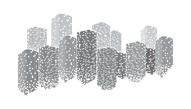 矢量建筑城市天际线夜间插图图片下载