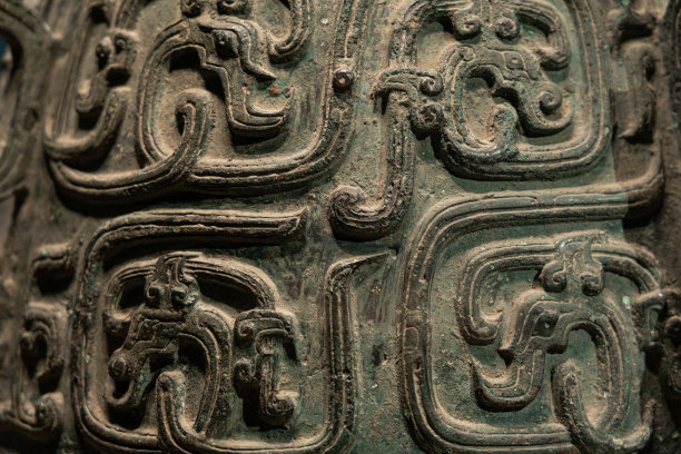 中国古代青铜图案特写图片下载