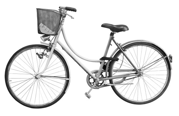 旧的自行车在白色背景上易于选择-黑白概念图像与完整的剪辑路径图片下载