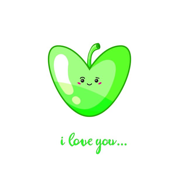 贺卡与卡通水果和短语我爱你图片下载