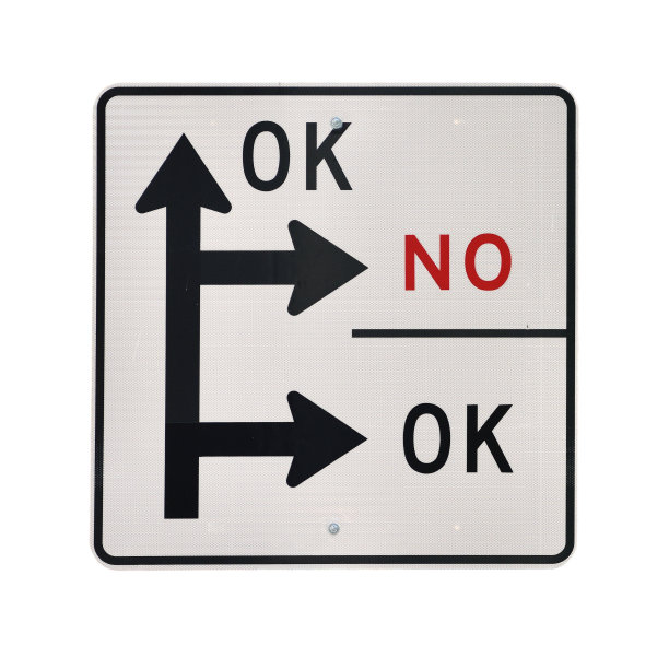 旧的路标上写着“行”和“不行”图片下载