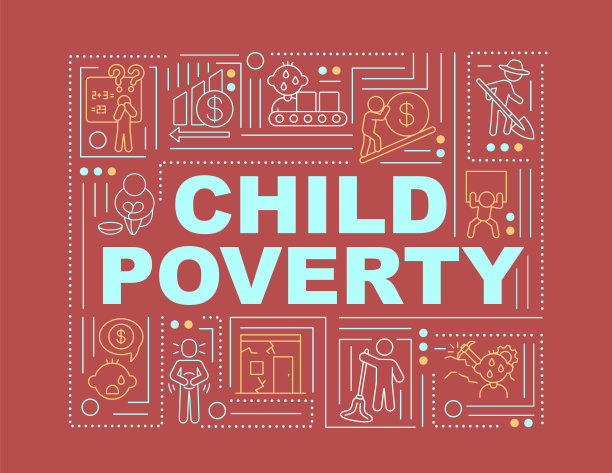 儿童贫困帮助单词概念横幅图片下载