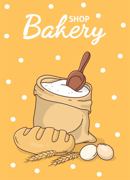 海报上有面包和面包店的配料。图片下载