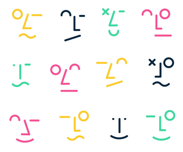 无缝线条涂鸦图案表情符号图标情商。图片下载