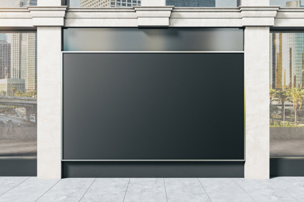 商务中心墙上的黑色空白横幅图片下载