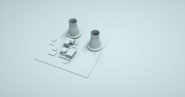 工厂和工厂集设计孤立在白色背景。单色套装制造企业，3d插图。图片下载