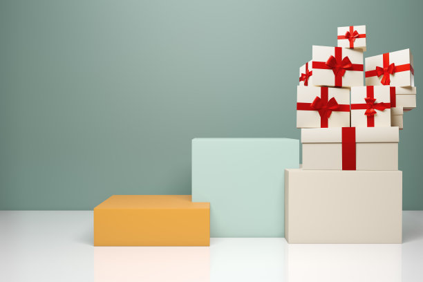 3d渲染的销售概念与礼品盒图片下载