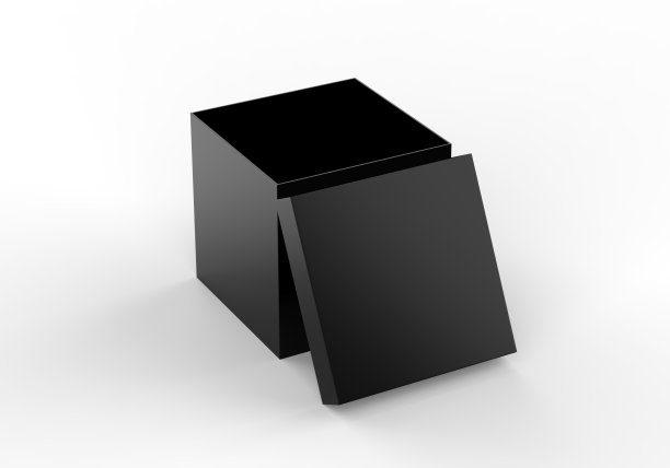 空白方形纸盒模型模板上孤立的白色背景，包装盒模型的设计演示，3d插图图片下载